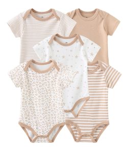 Confezione da 5 body per neonato - body beige a maniche corte